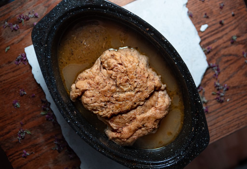 Seitan Chicken in broth 