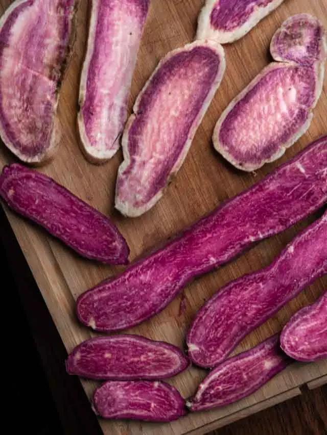 sliced purple sweet potatoes