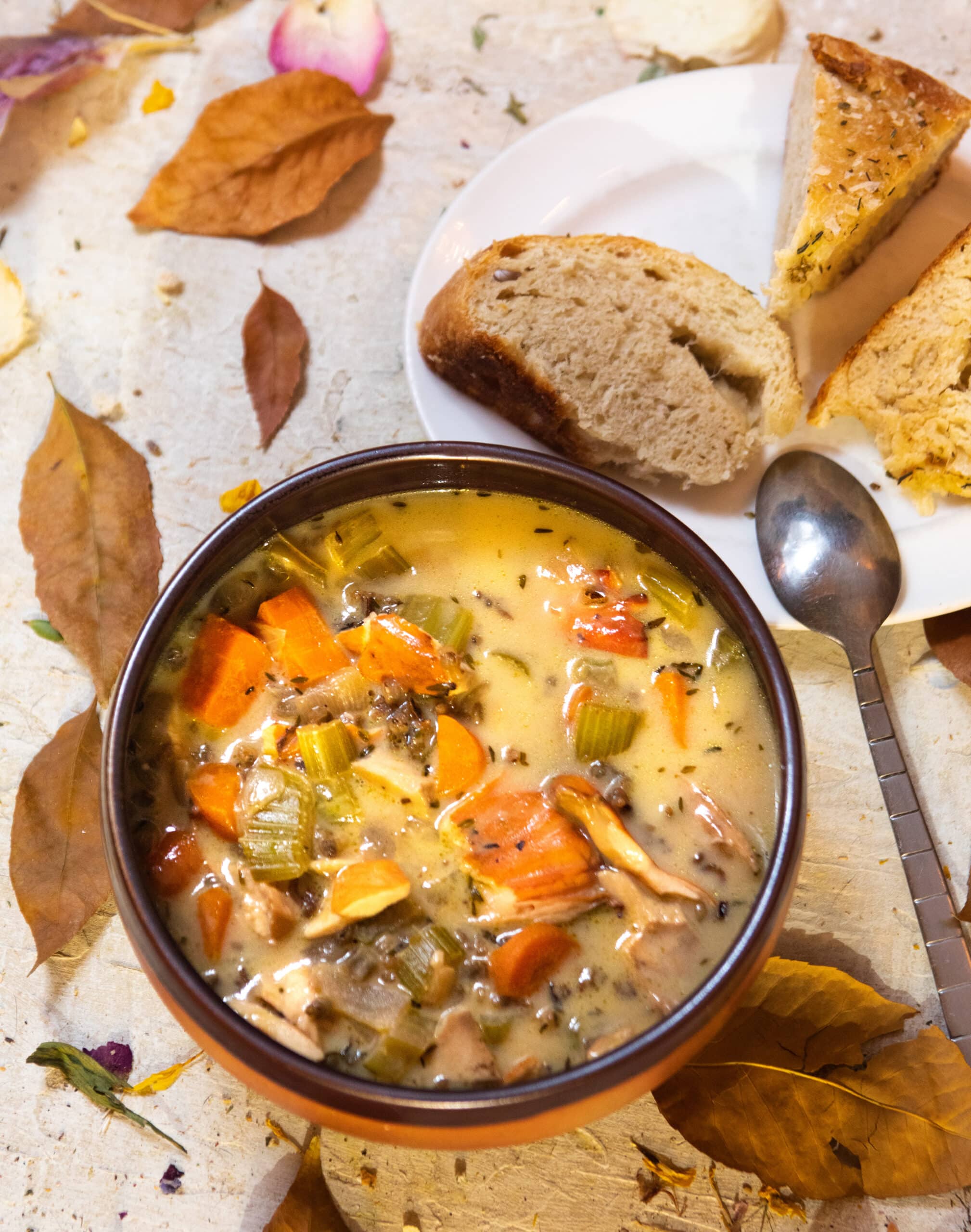 chicken of the woods wild rice soup