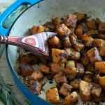 a pan of roasted butternut squash