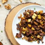 a plate of maple miso covered mushrooms and squash