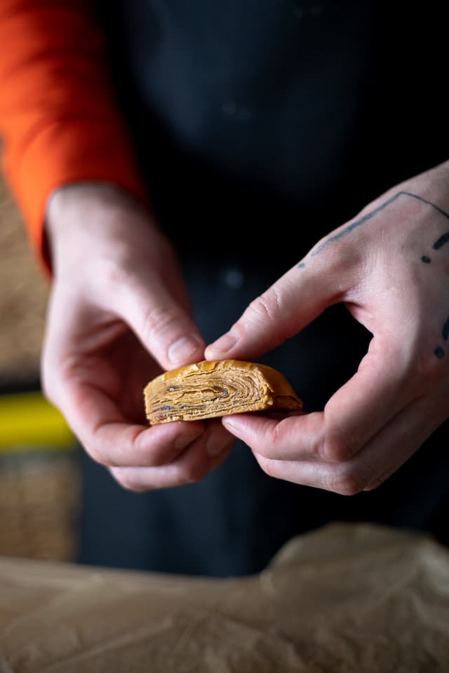 Holding a homemade Butterfinger candy