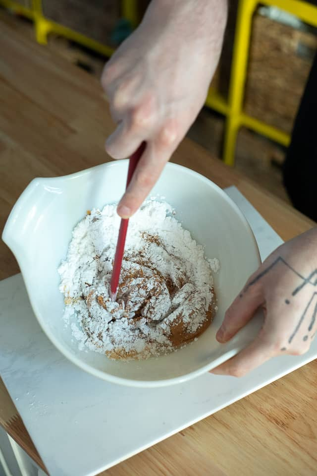 Mixing Powdered Sugar to Peanut Butter