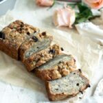 Sliced Banana Bread on parchment paper