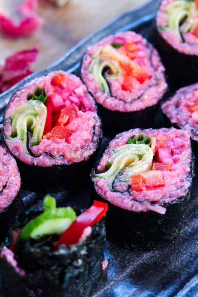 Homemade Vegan Sushi Rolls - Vibrant plate